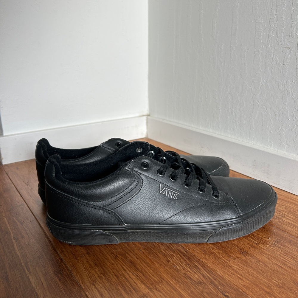 Vans Men's All-Black Leather Sneakers